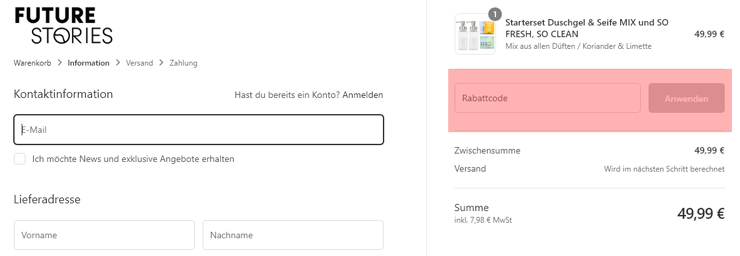wie ist ein Future Stories Gutscheincode einzulösen