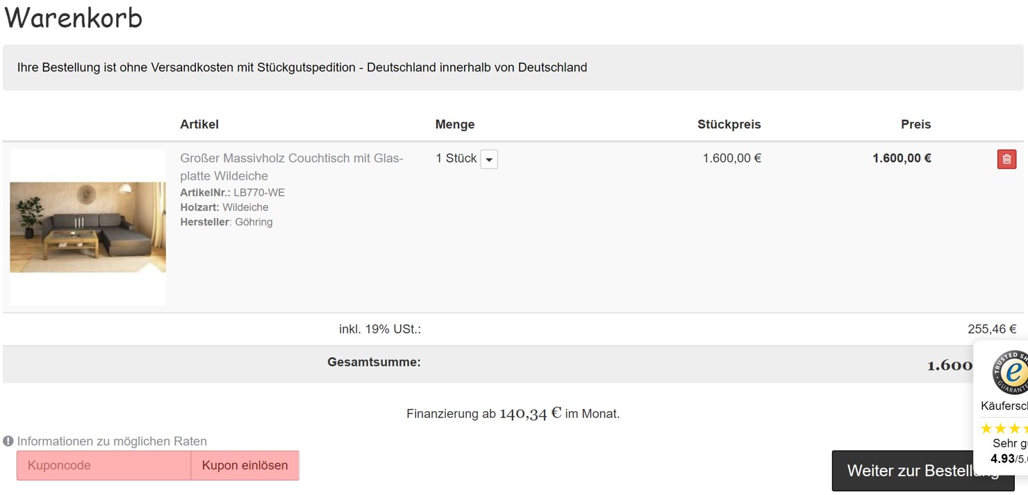 wie ist ein Goehring Gutscheincode einzulösen