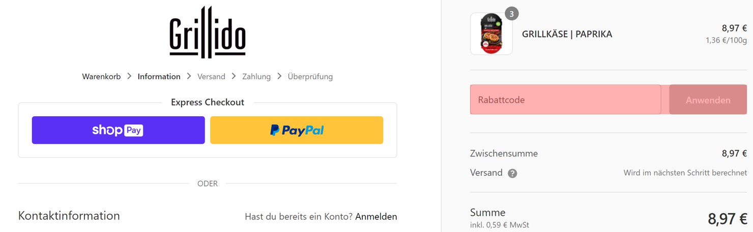 wie ist ein Grillido Gutscheincode einzulösen