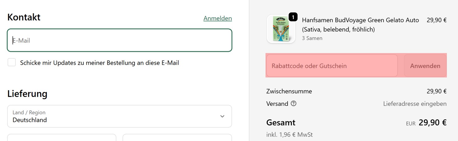 wie ist ein Hans Brainfood Gutscheincode einzulösen