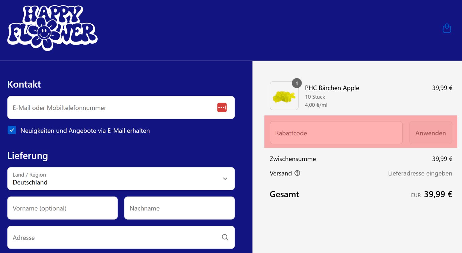 wie ist ein Happy Flower Gutscheincode einzulösen