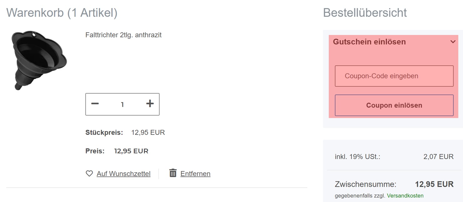 wie ist ein Harecker Pfannen Gutscheincode einzulösen