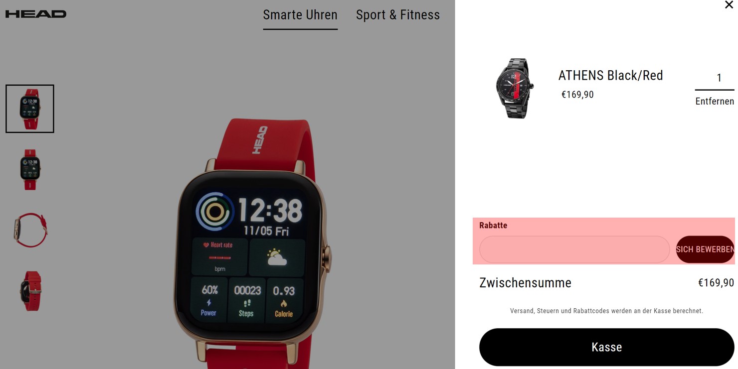 wie ist ein HEAD Watches Gutscheincode einzulösen