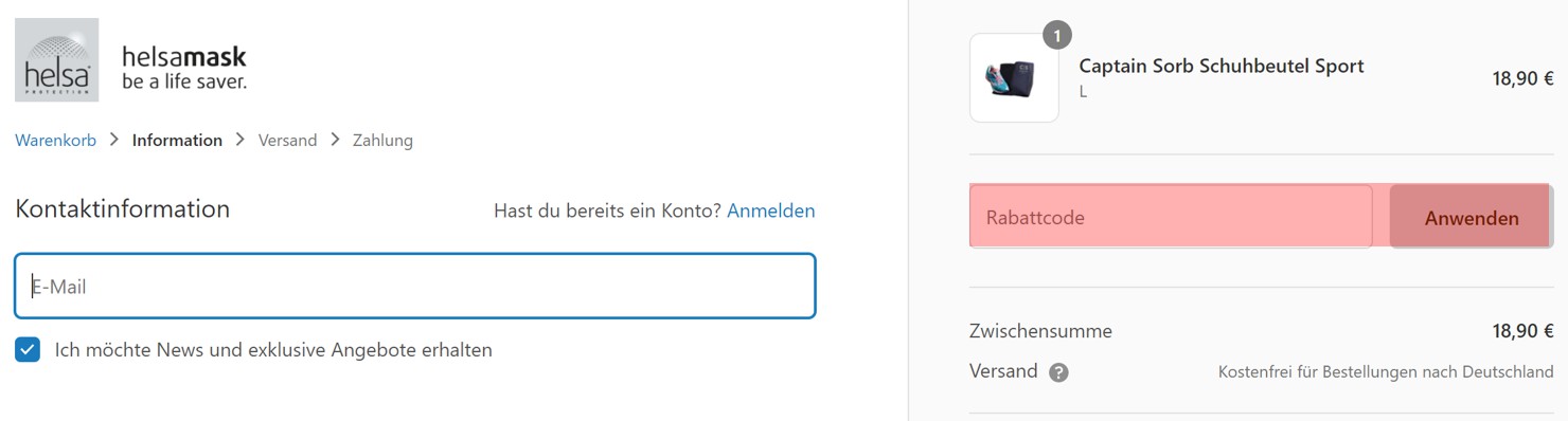 wie ist ein Helsa Shop Gutscheincode einzulösen