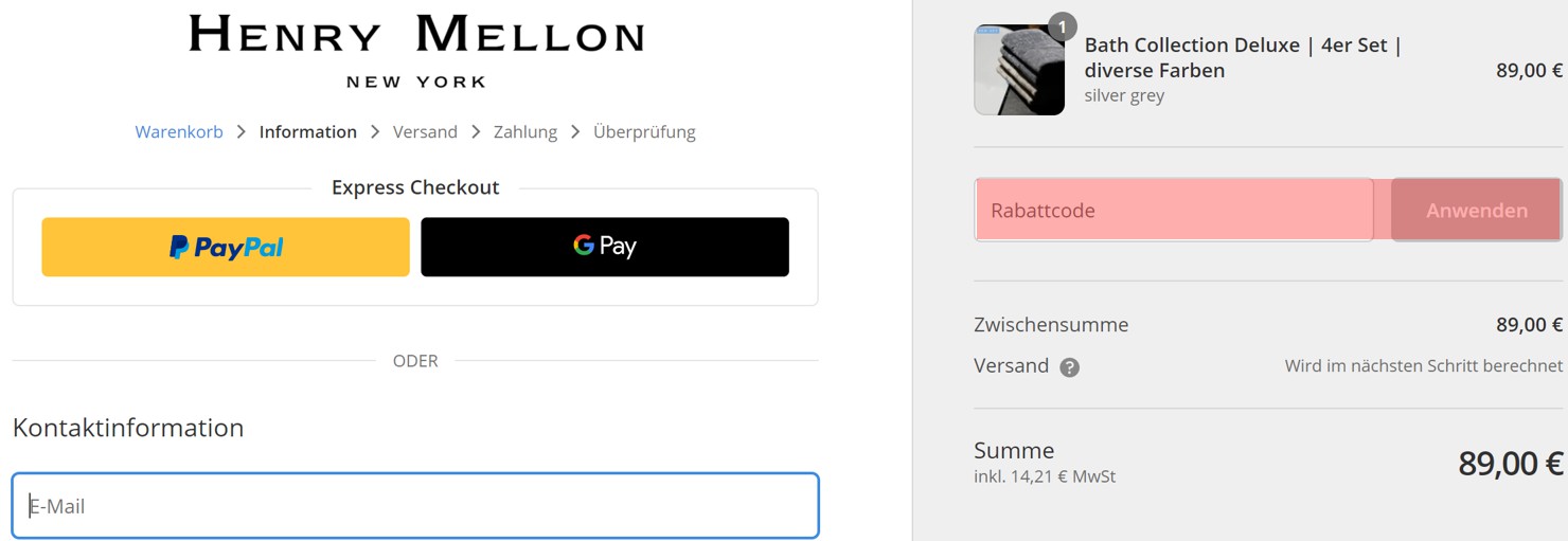 wie ist ein Henry Mellon Gutscheincode einzulösen