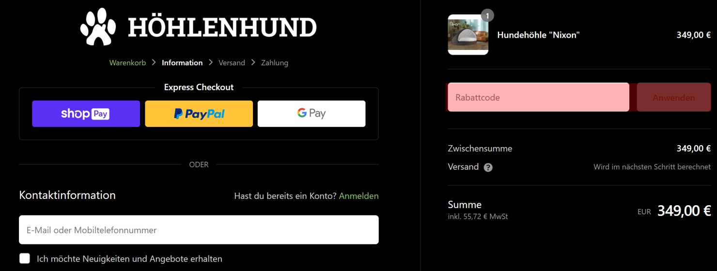 wie ist ein Höhlenhund Gutscheincode einzulösen