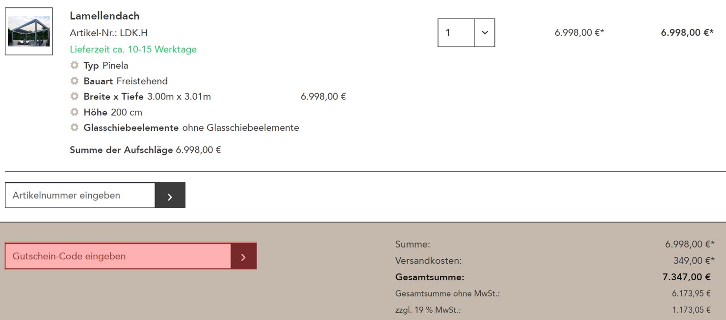 wie ist ein Holland Terrassen Gutscheincode einzulösen