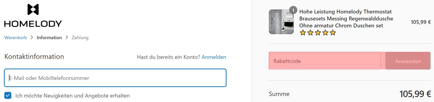 wie ist ein Homelody Shop Gutscheincode einzulösen