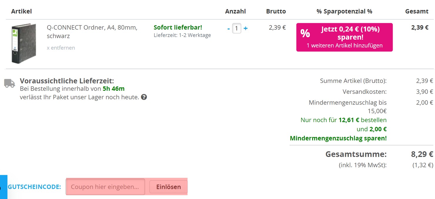 wie ist ein HQ Patronen Gutscheincode einzulösen