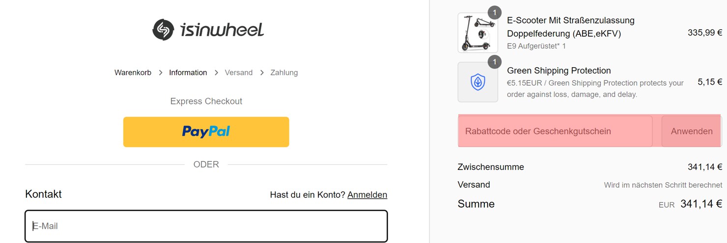 wie ist ein iSinwheel  Gutscheincode einzulösen