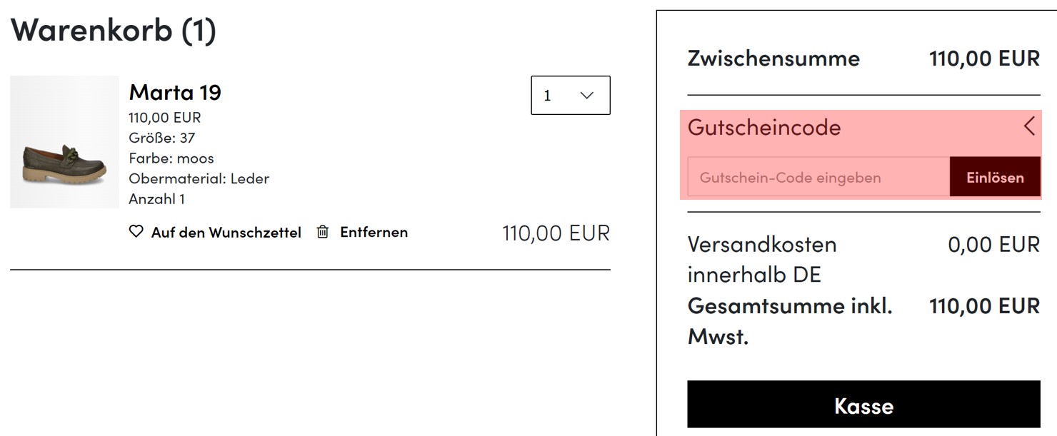 wie ist ein Josef Seibel Gutscheincode einzulösen