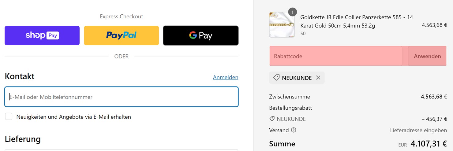 wie ist ein Joyes Boutique Gutscheincode einzulösen