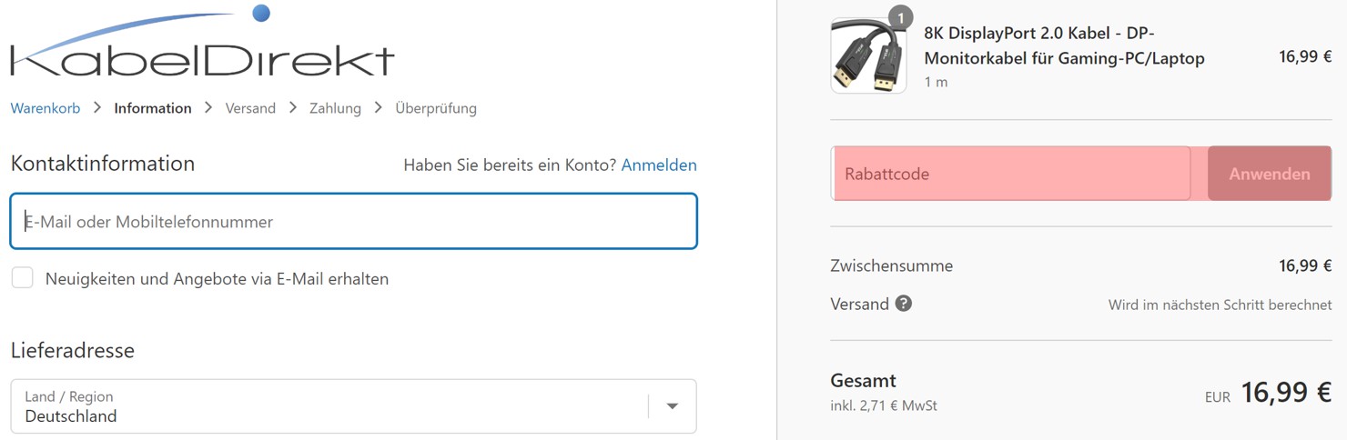 wie ist ein KabelDirekt Gutscheincode einzulösen