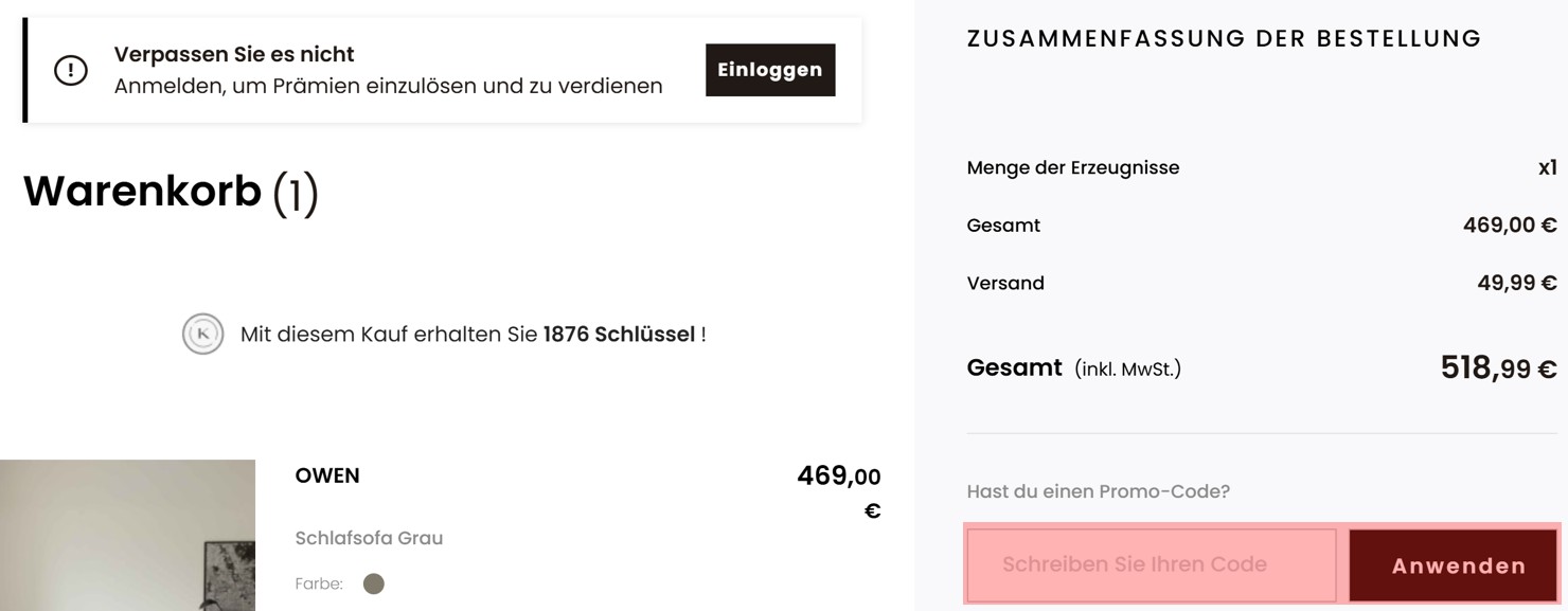 wie ist ein Kenay Home Gutscheincode einzulösen