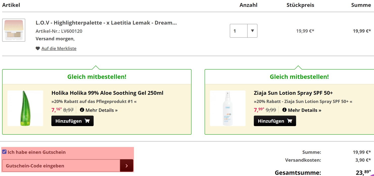 wie ist ein Kosmetik4less.de Gutscheincode einzulösen