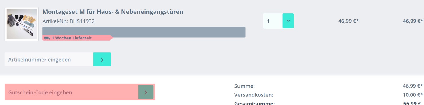 wie ist ein Kunststofftürenland Gutscheincode einzulösen
