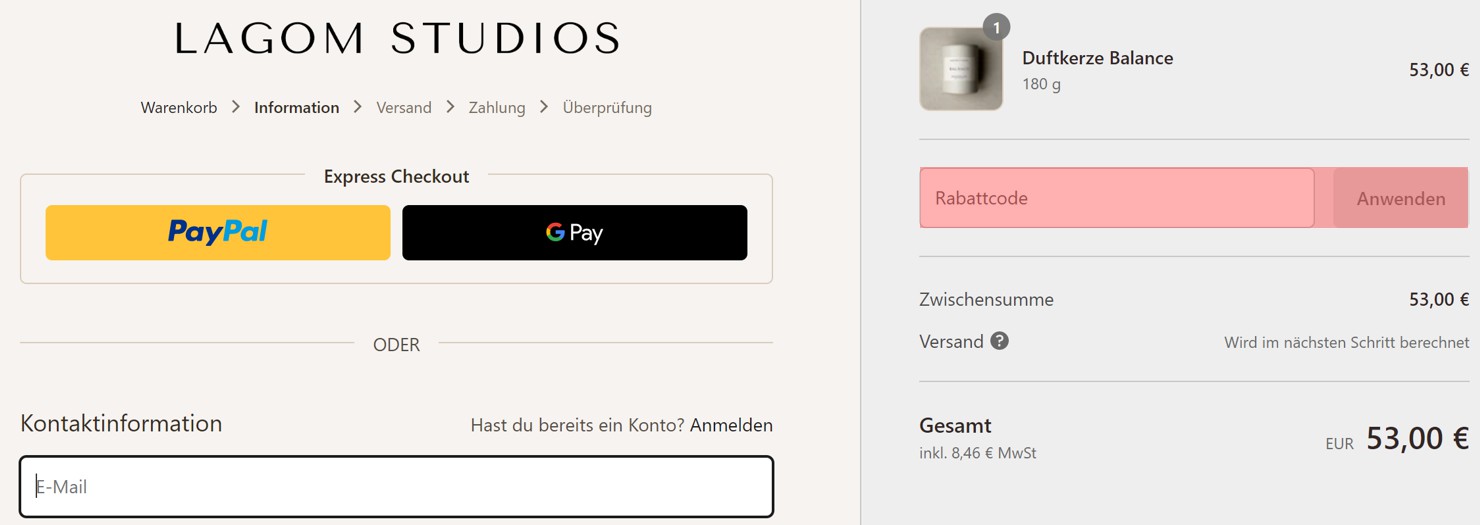 wie ist ein Lagom Studios Gutscheincode einzulösen