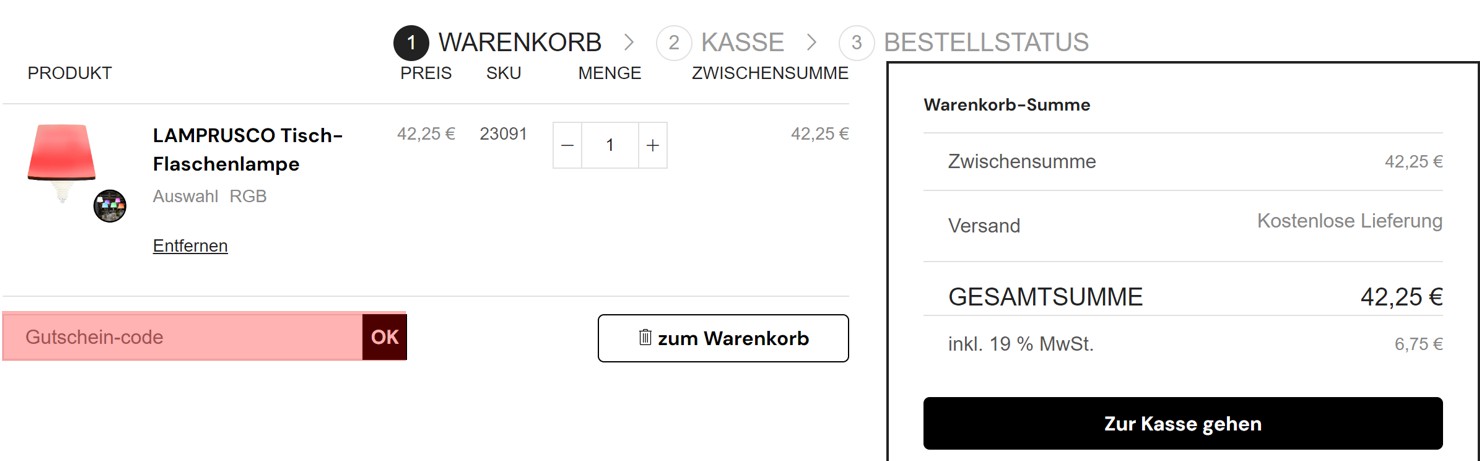 wie ist ein Lamprusco Gutscheincode einzulösen