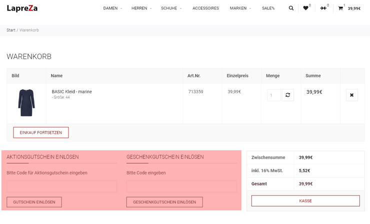 wie ist ein lapreza.de Gutscheincode einzulösen