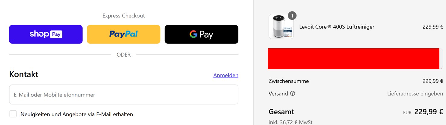 wie ist ein Levoit Gutscheincode einzulösen