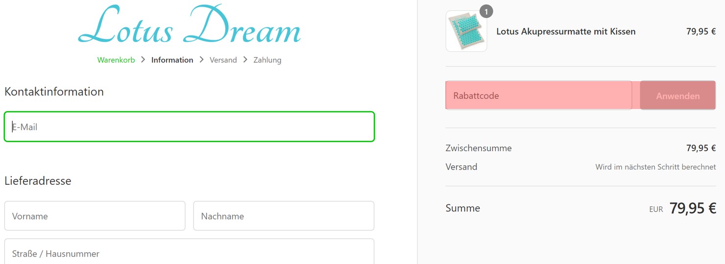 wie ist ein Lotus Dream Gutscheincode einzulösen