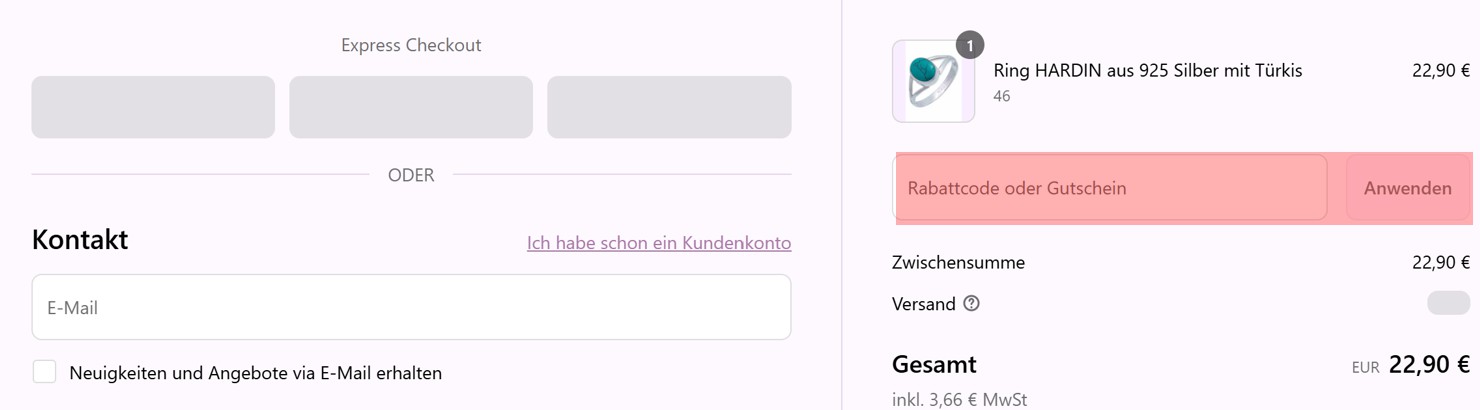 wie ist ein Mantraroma Gutscheincode einzulösen