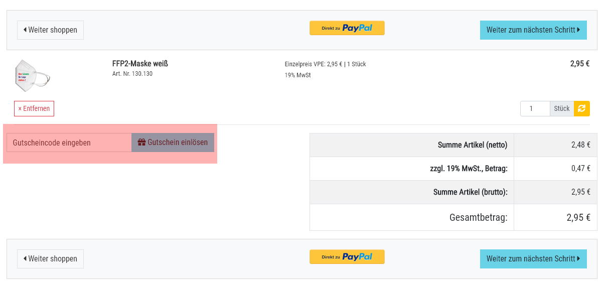wie ist ein masken-bedrucken.de Gutscheincode einzulösen