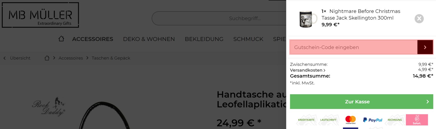 wie ist ein MB Mueller Gutscheincode einzulösen