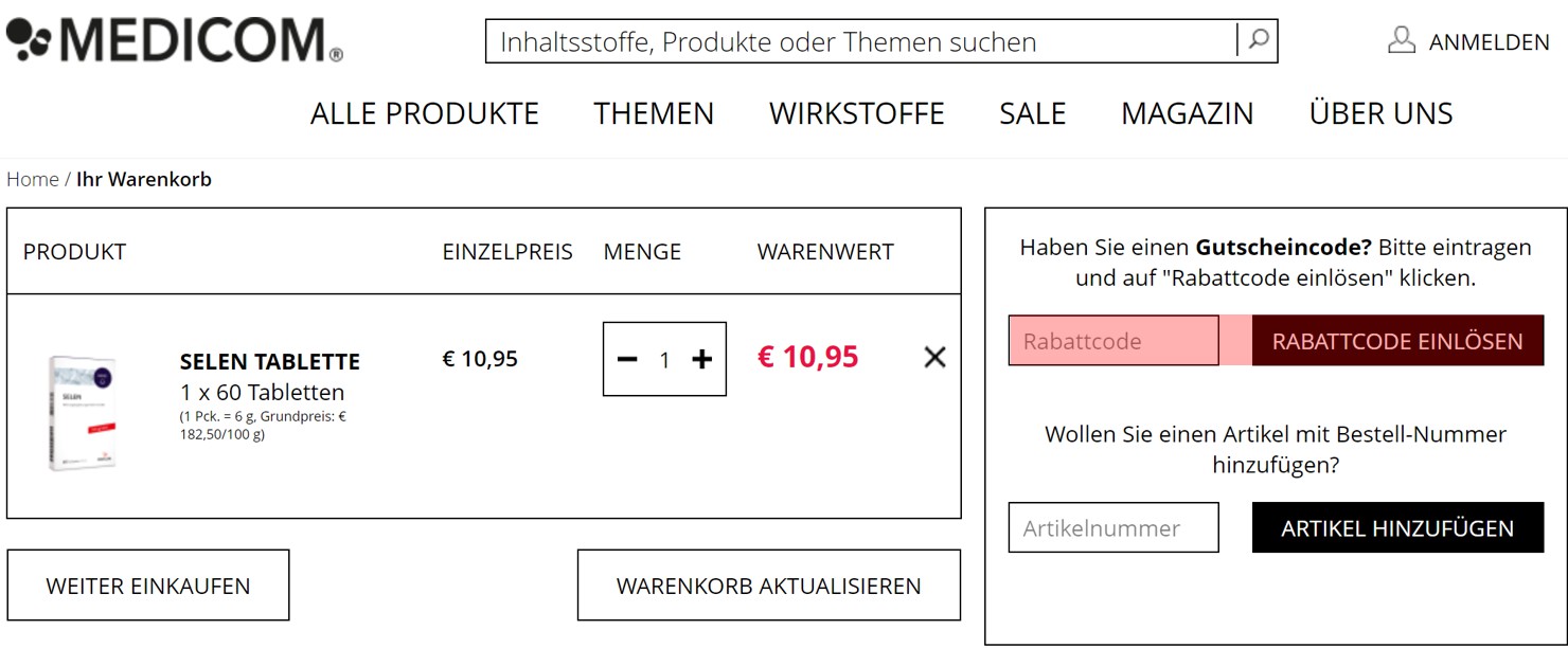 wie ist ein Medicom Gutscheincode einzulösen