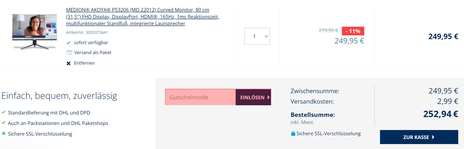 wie ist ein Medion Gutscheincode einzulösen