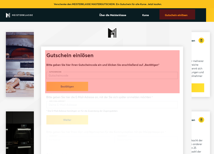 wie ist ein Meisterklasse Gutscheincode einzulösen
