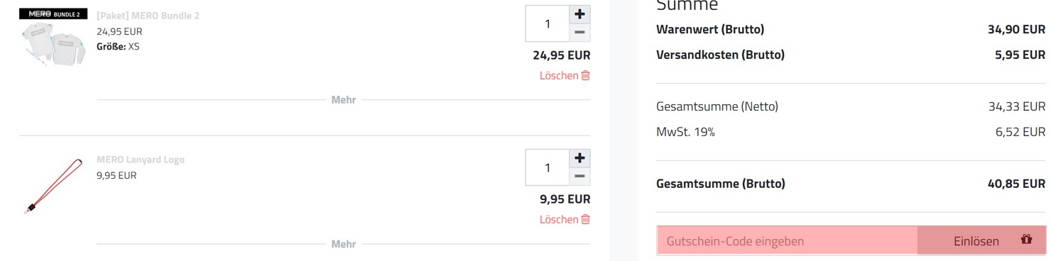 wie ist ein Mero Shop Gutscheincode einzulösen