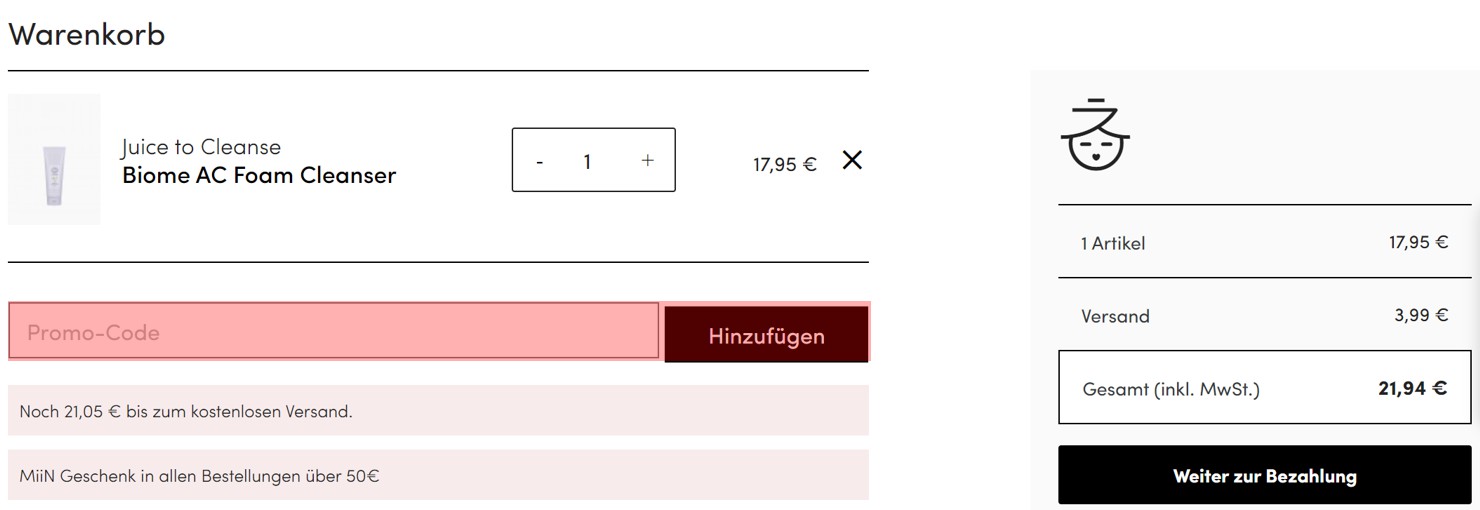 wie ist ein MiiN Cosmetics  Gutscheincode einzulösen