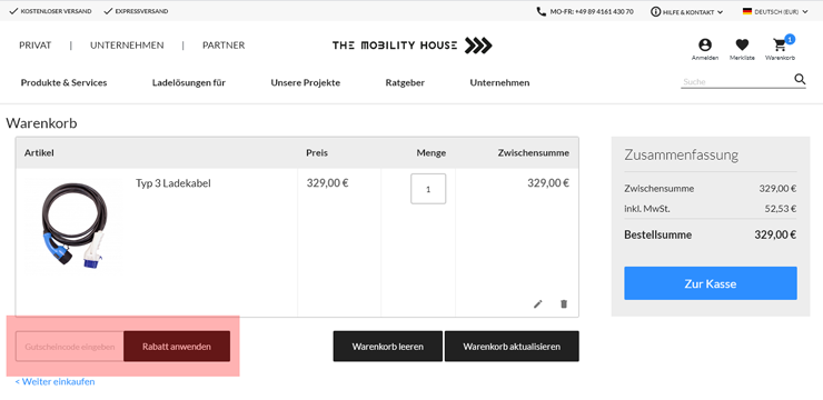 wie ist ein Mobilityhouse Gutscheincode einzulösen