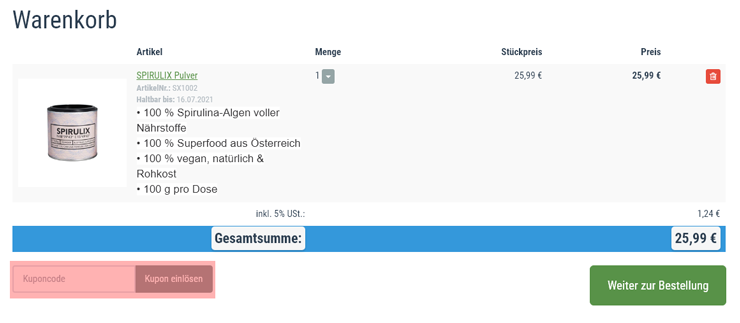 wie ist ein Naturlager Gutscheincode einzulösen