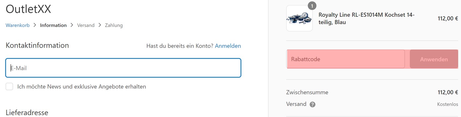 wie ist ein OUTLETXX.de Gutscheincode einzulösen