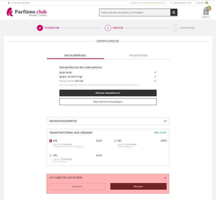 wie ist ein Parfüms Club Gutscheincode einzulösen