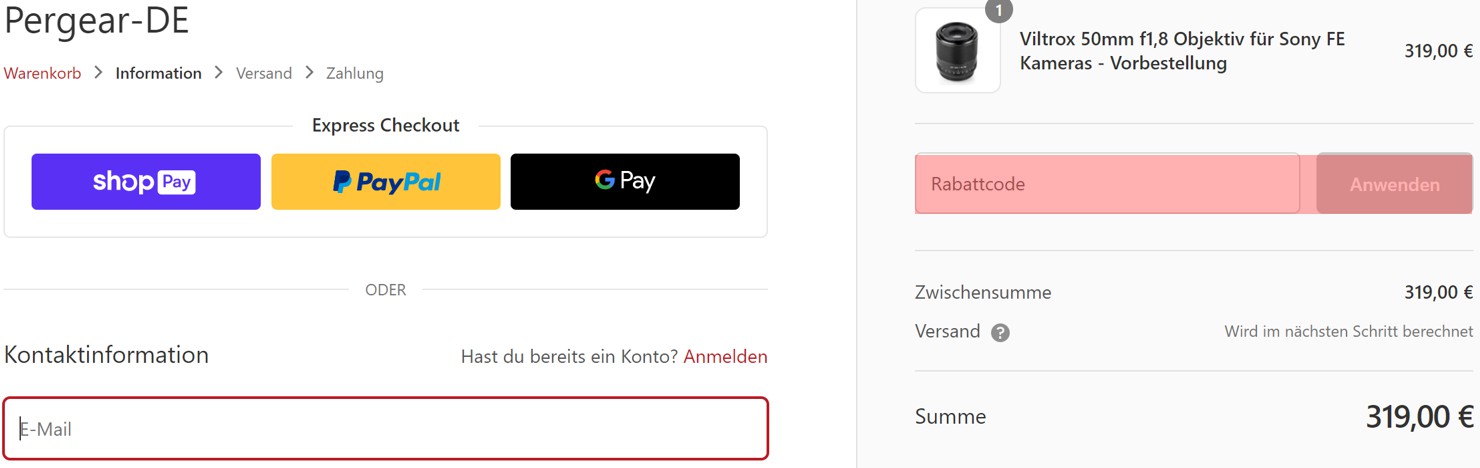 wie ist ein Pergear Gutscheincode einzulösen