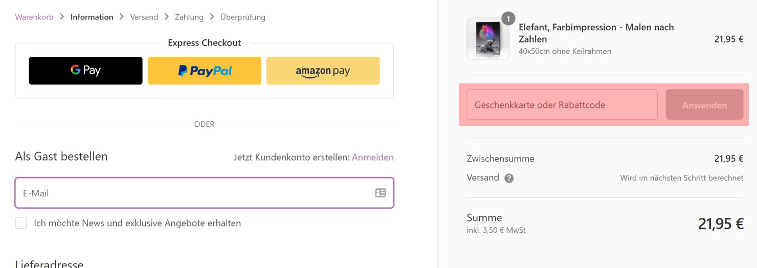 wie ist ein Picart Gutscheincode einzulösen