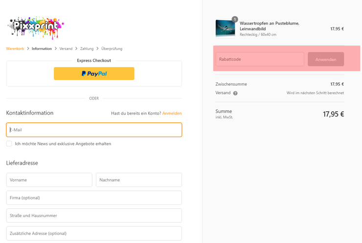 wie ist ein Pixxprint Gutscheincode einzulösen