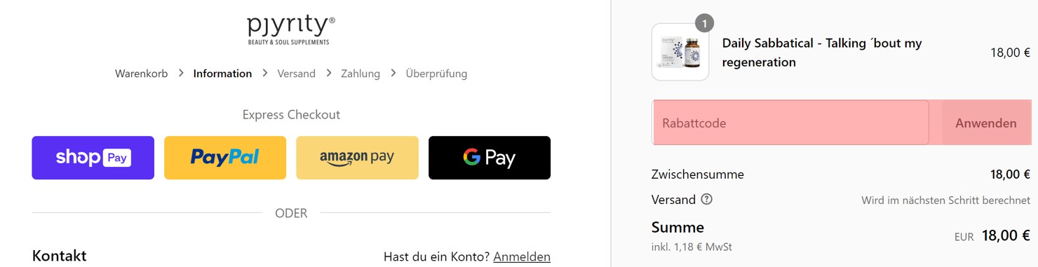 wie ist ein pjyrity Gutscheincode einzulösen