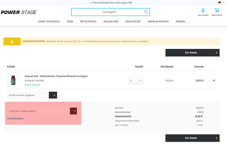 wie ist ein Power Stage  Gutscheincode einzulösen