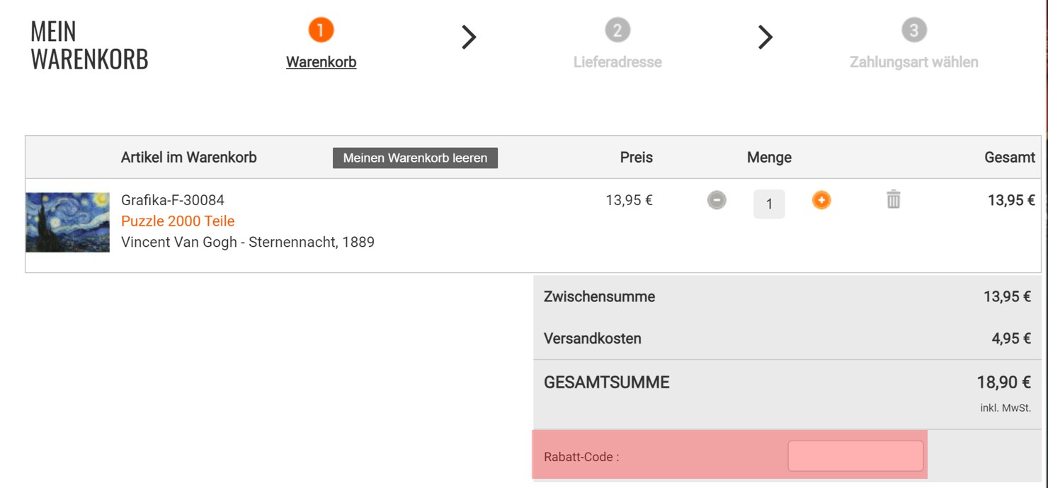 wie ist ein Puzzle.at Gutscheincode einzulösen