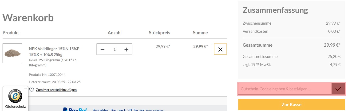 wie ist ein RaiffeisenAgrar24 Gutscheincode einzulösen