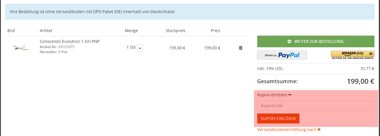 wie ist ein RCFOX Gutscheincode einzulösen