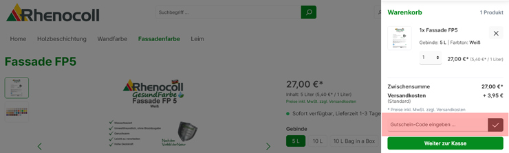 wie ist ein Rhenocoll Shop  Gutscheincode einzulösen