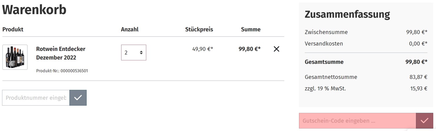 wie ist ein Rindchen's Weinkontor Gutscheincode einzulösen