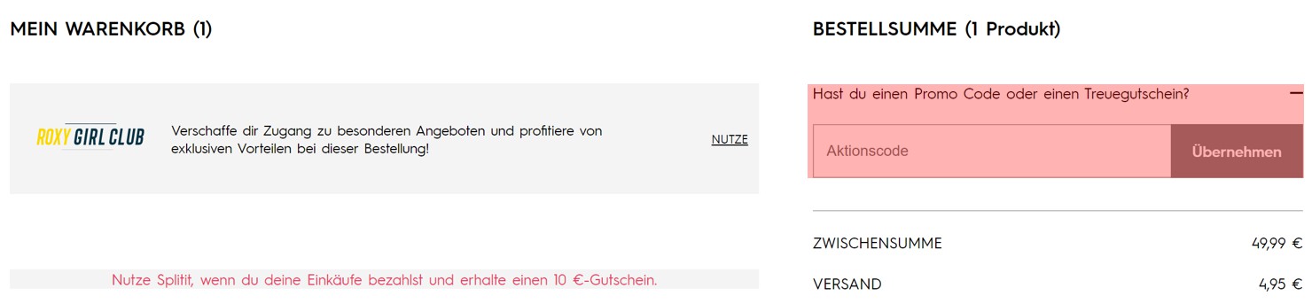 wie ist ein Roxy Gutscheincode einzulösen