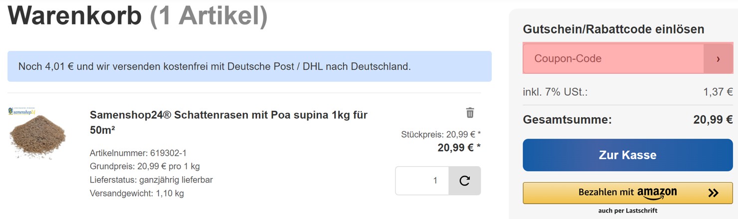 wie ist ein Samenshop24 Gutscheincode einzulösen