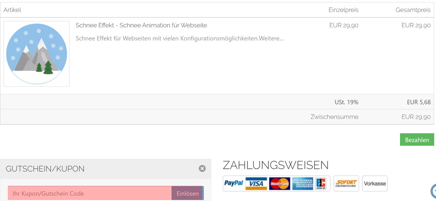 wie ist ein Schnee Animation Gutscheincode einzulösen